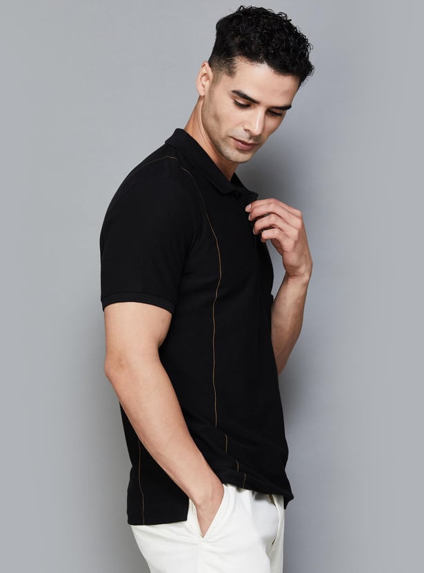 CODE Men Striped Regular Fit Polo T-shirt