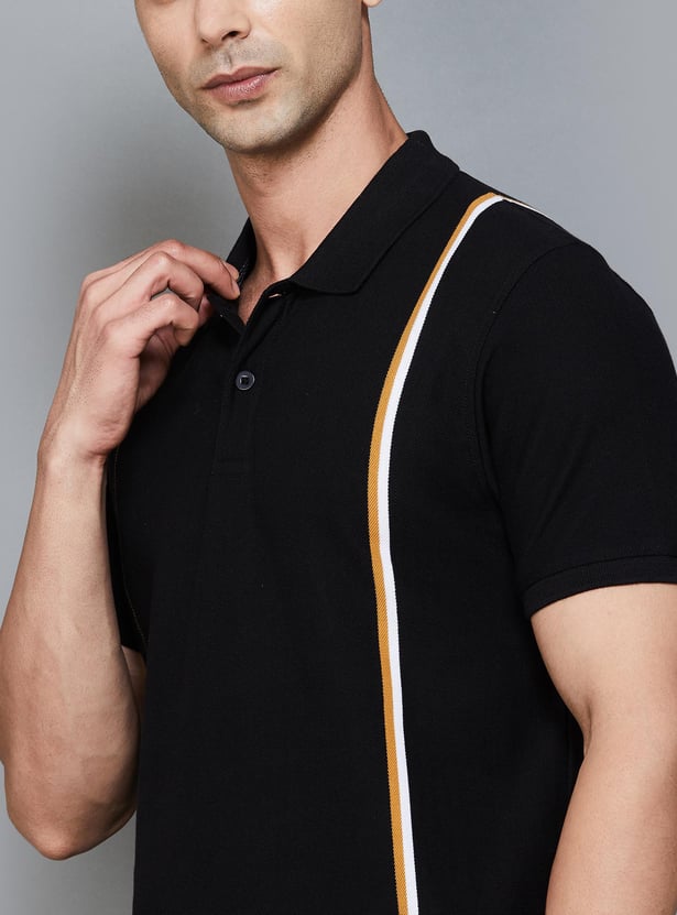 CODE Men Striped Regular Fit Polo T-shirt