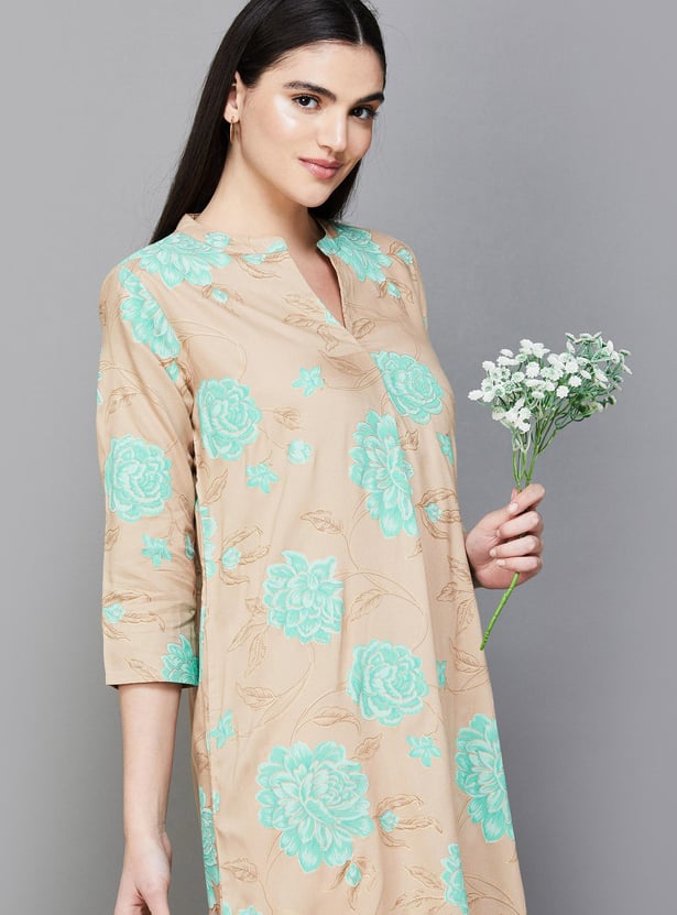 MELANGE Women Floral Printed Straight Kurta