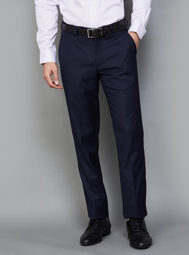 LOUIS PHILIPPE Men Slim Straight Formal Trousers