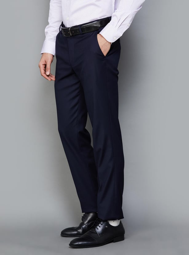 LOUIS PHILIPPE Men Slim Straight Formal Trousers