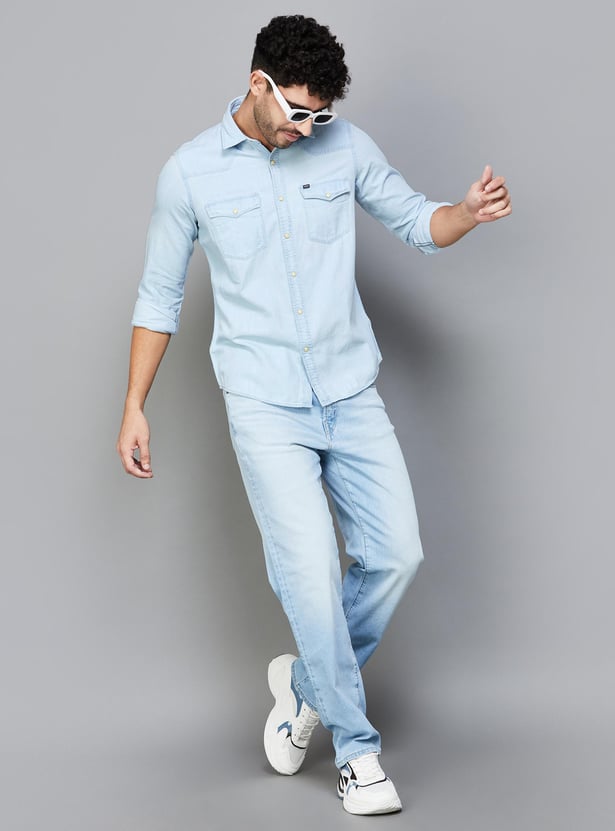 Buy SPYKAR Men Solid Regular Fit Denim Shirt from Spykar at just