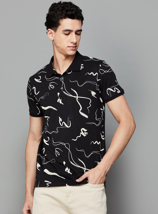 SPYKAR Men Printed Regular Fit Polo T-shirt