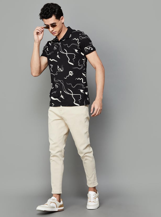 SPYKAR Men Printed Regular Fit Polo T-shirt