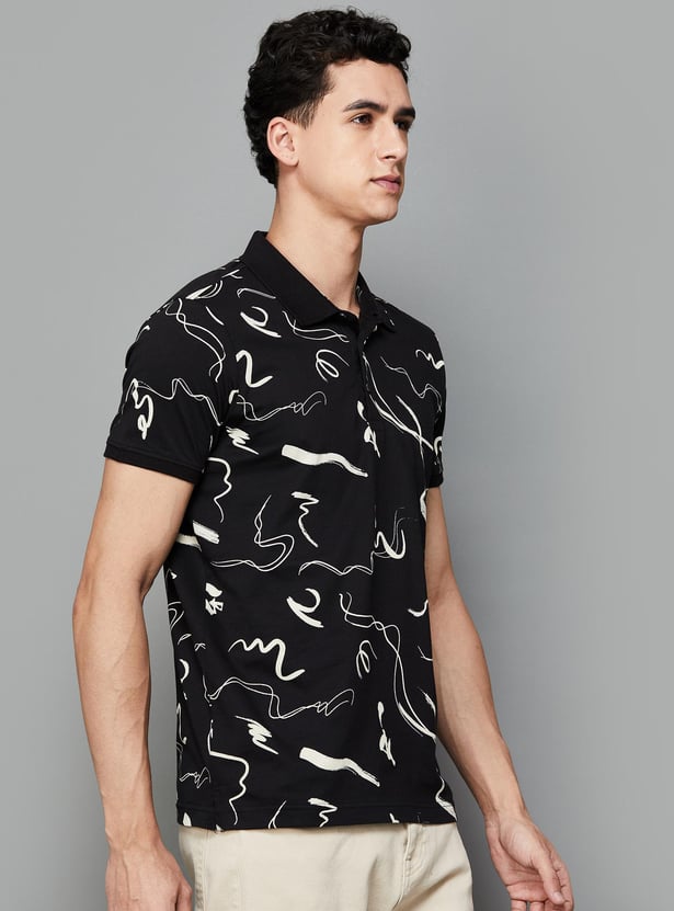 SPYKAR Men Printed Regular Fit Polo T-shirt