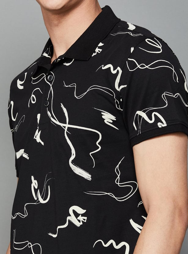 SPYKAR Men Printed Regular Fit Polo T-shirt