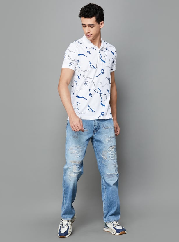 SPYKAR Men Printed Regular Fit Polo T-shirt
