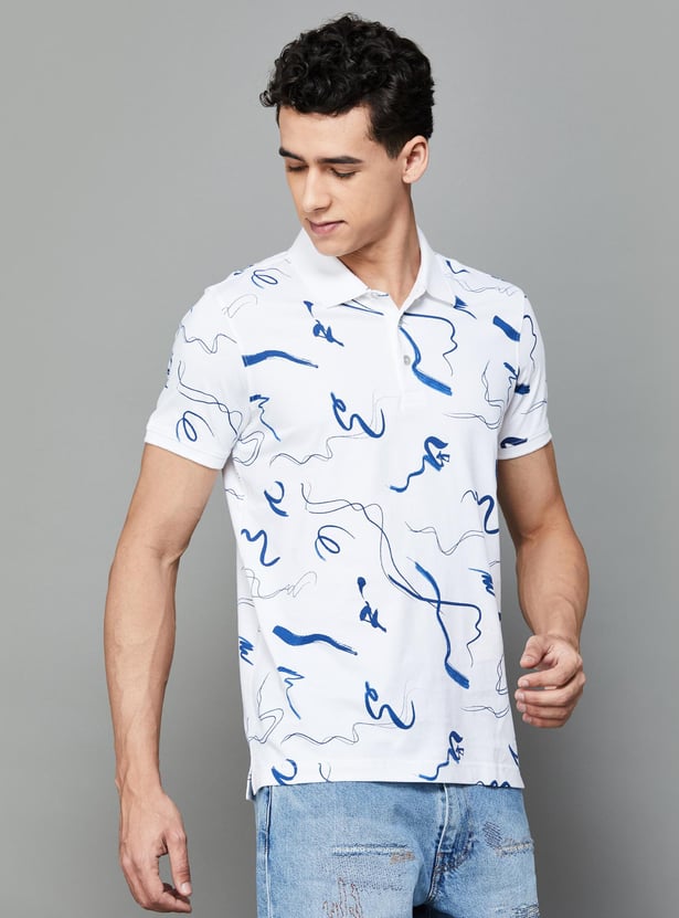 SPYKAR Men Printed Regular Fit Polo T-shirt