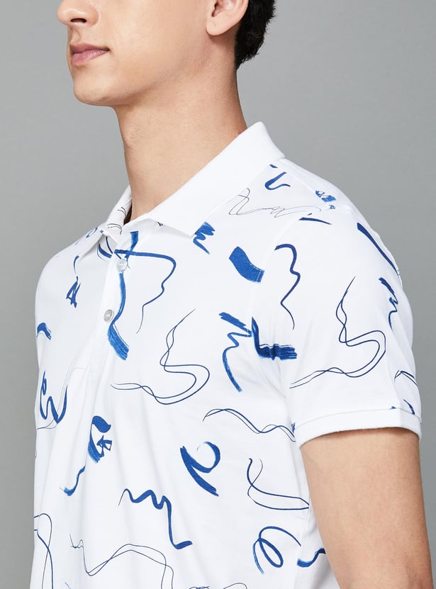 SPYKAR Men Printed Regular Fit Polo T-shirt