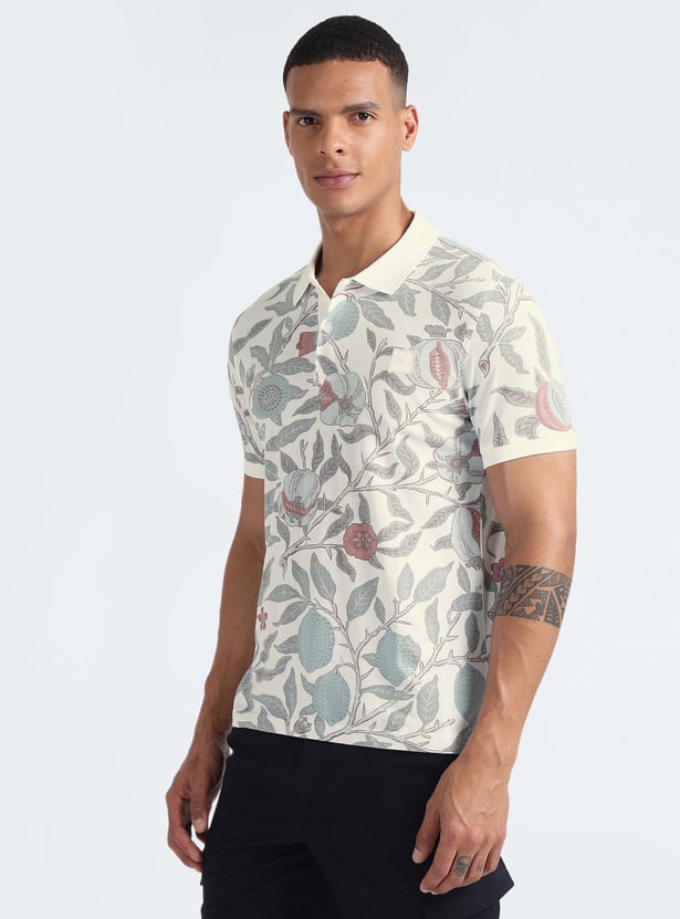 FLYING MACHINE Men Tropical Printed Regular Fit Polo T-shirt