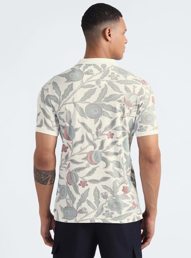 FLYING MACHINE Men Tropical Printed Regular Fit Polo T-shirt