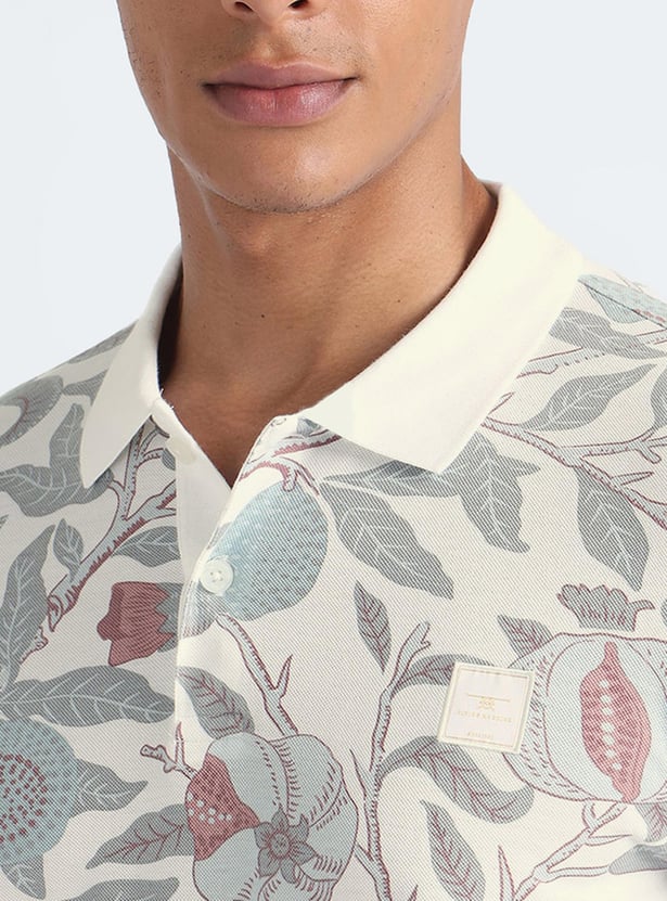FLYING MACHINE Men Tropical Printed Regular Fit Polo T-shirt