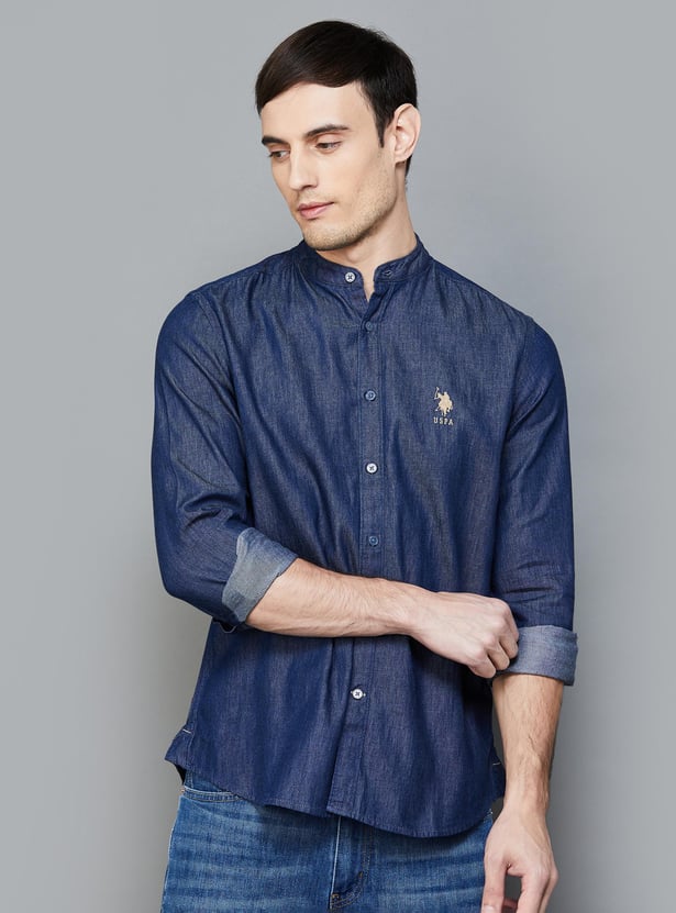 POLO Men Solid Slim Fit Casual Shirt