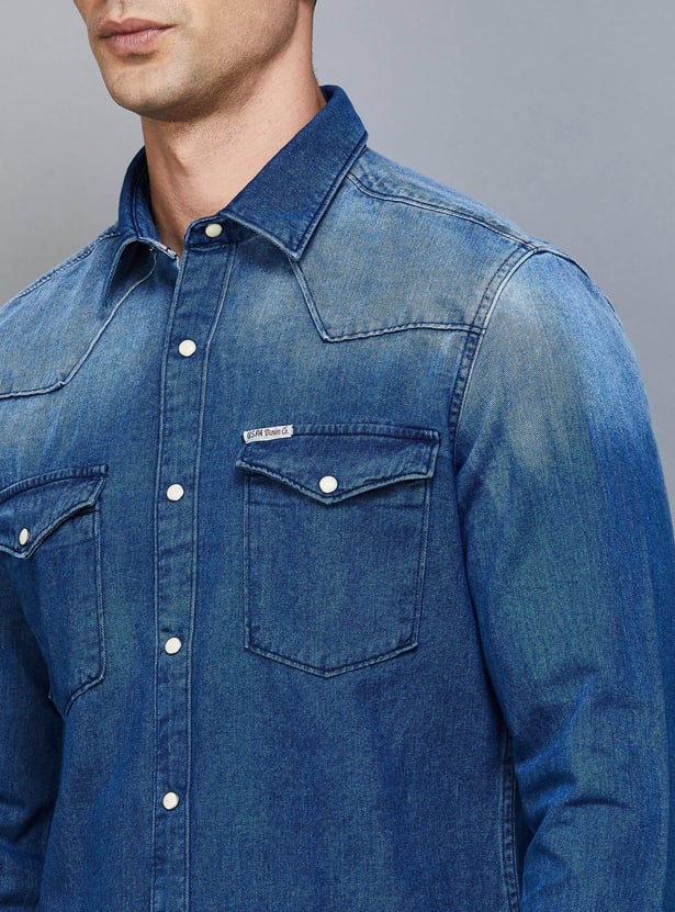 Buy POLO Men Solid Slim Fit Denim Shirt from POLO
