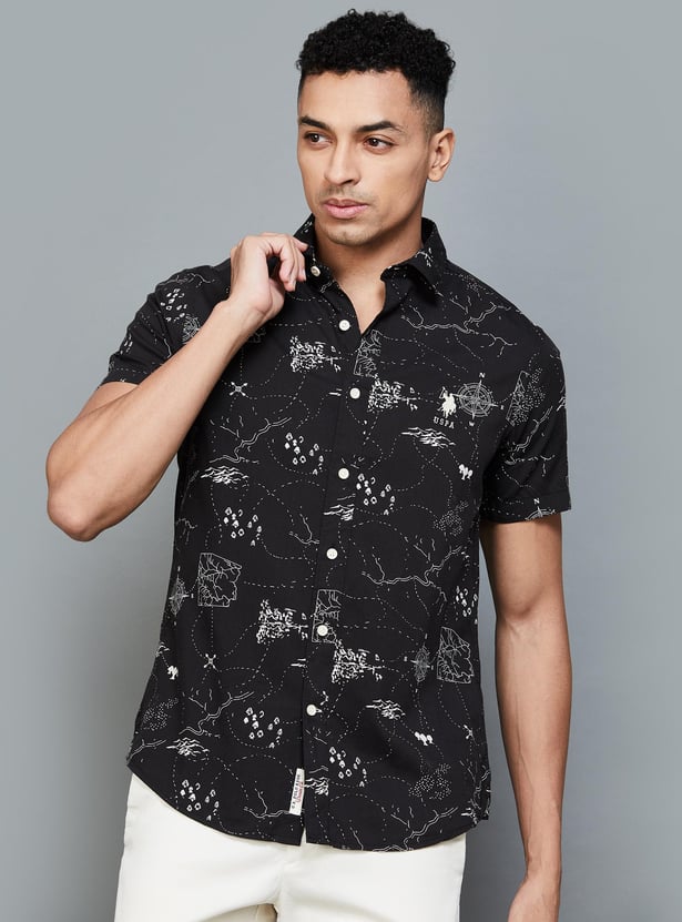 U.S. POLO ASSN. Men Printed Slim Fit Casual Shirt