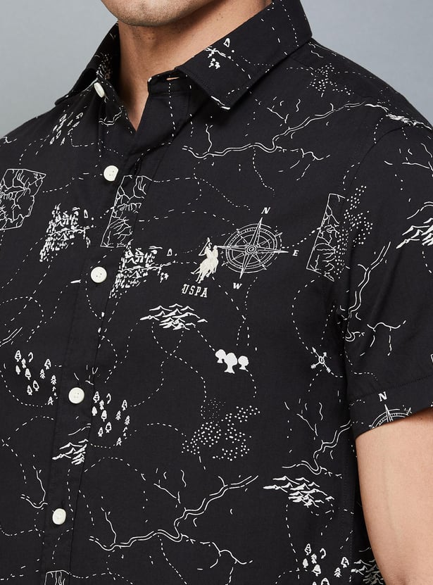 U.S. POLO ASSN. Men Printed Slim Fit Casual Shirt