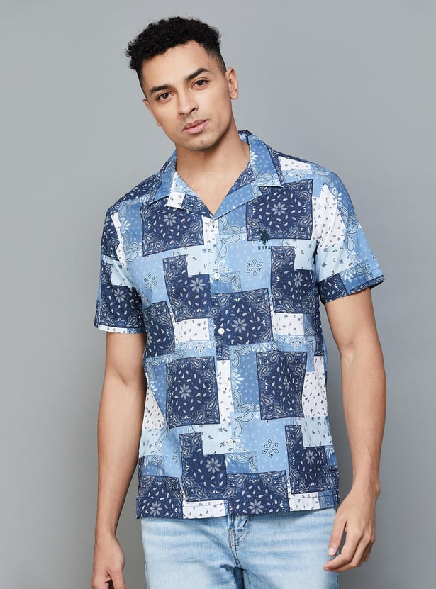 U.S. POLO ASSN. Men Printed Slim Fit Casual Shirt