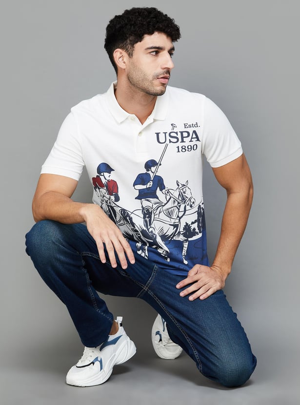 Buy POLO Men Graphic Printed Polo T-shirt from