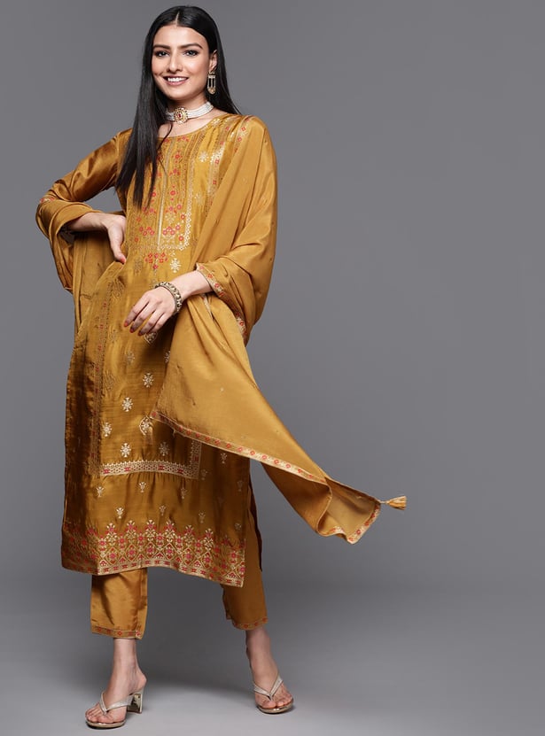Buy LIBAS Women Woven Design Straight Kurta Set from Libas at just INR