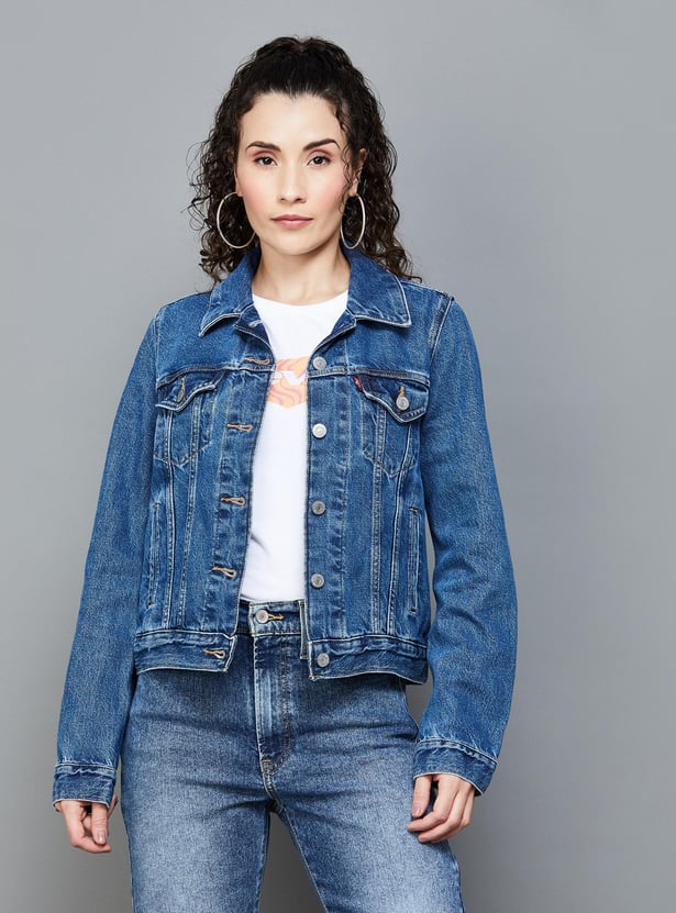 Faded denim jacket womens best sale