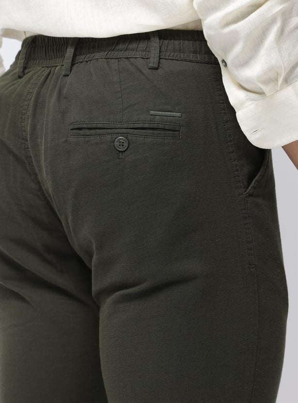 RARE RABBIT Men Solid Regular Fit Casual Trousers