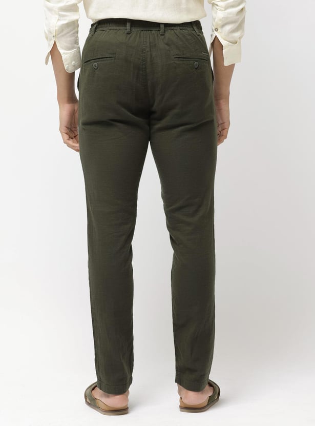 RARE RABBIT Men Solid Regular Fit Casual Trousers