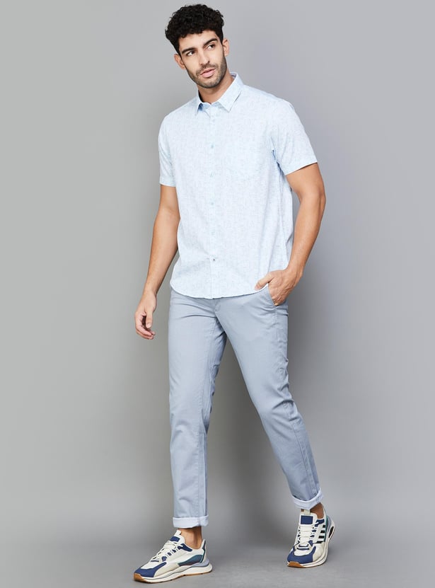INDIAN TERRAIN Men Printed Slim Fit Trousers