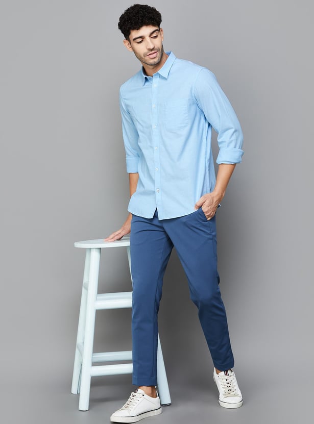 INDIAN TERRAIN Men Solid Slim Fit Casual Shirt