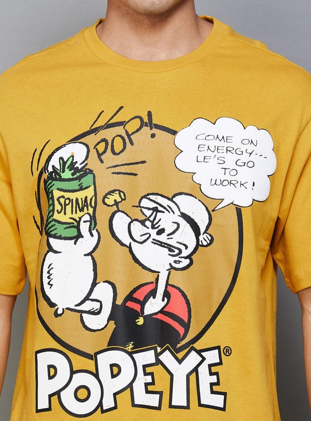Buy FREE AUTHORITY Men Popeye Printed Oversized T-shirt from Free