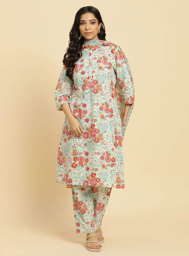 W Women Floral Printed A-line Kurta Set