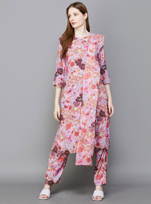 W Women Floral Print Straight Kurta Set