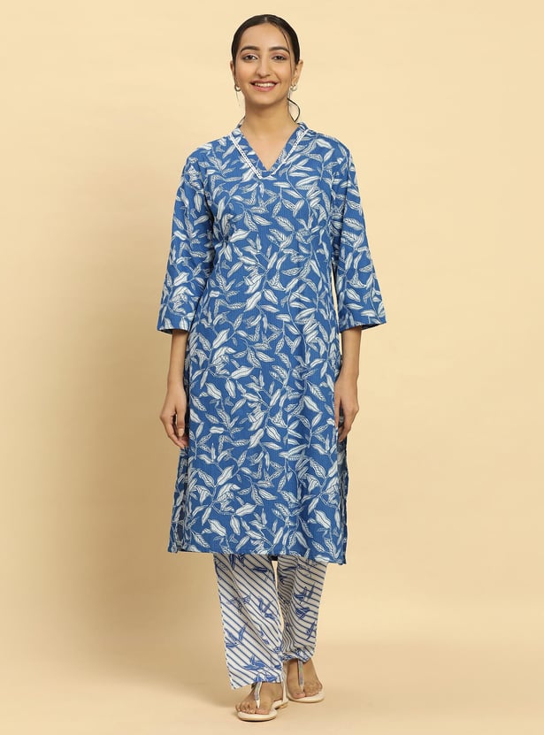 W Women Printed Straight Kurta Set