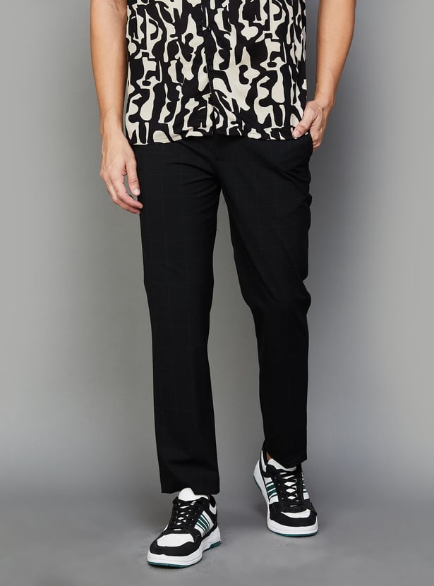 CELIO Men Checked Regular Fit Casual Trouser