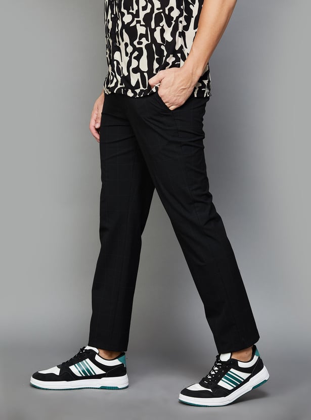 CELIO Men Checked Regular Fit Casual Trouser