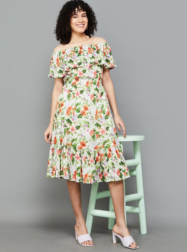 COLOUR ME Women Floral Printed Fit & Flare Dress