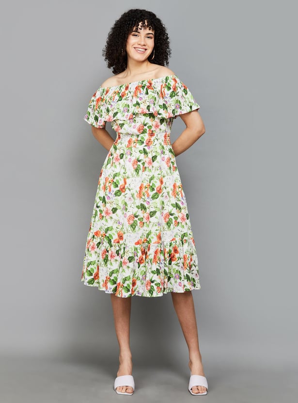 COLOUR ME Women Floral Printed Fit & Flare Dress