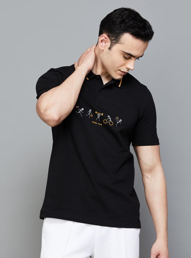 PUMA Men Printed Active Polo T-shirt