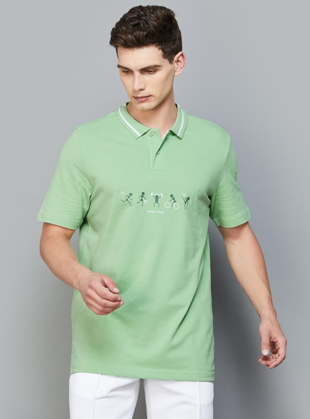 PUMA Men Graphic Printed Regular Fit Polo T-shirt
