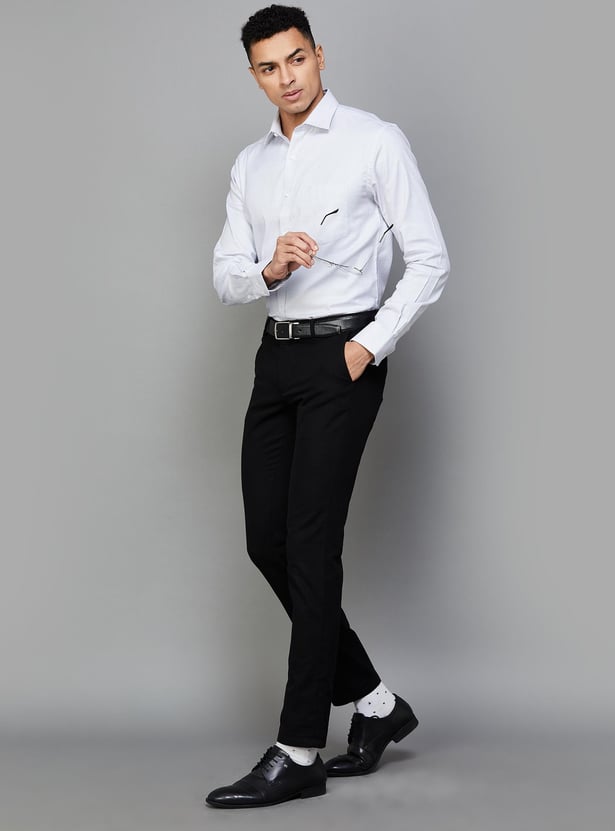 PARK AVENUE Men Textured Slim Fit Formal Shirt