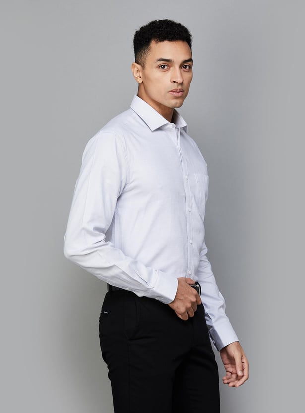 PARK AVENUE Men Textured Slim Fit Formal Shirt