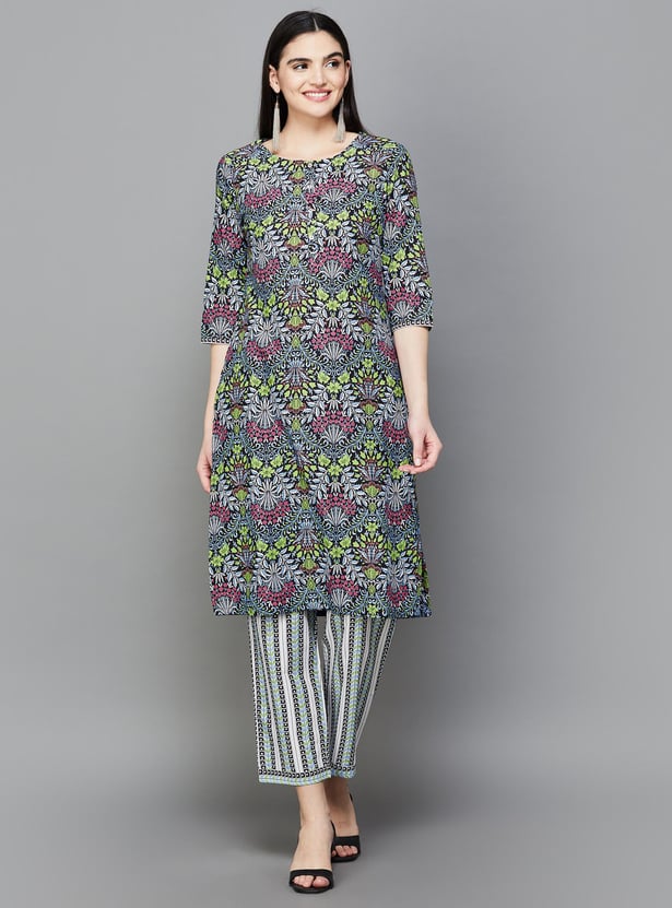 W Women Printed Straight Kurta Set