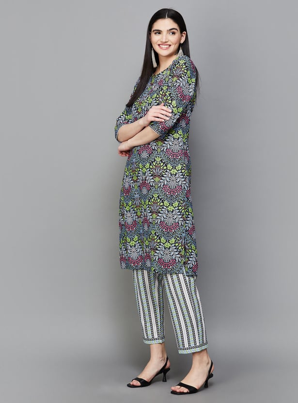 W Women Printed Straight Kurta Set