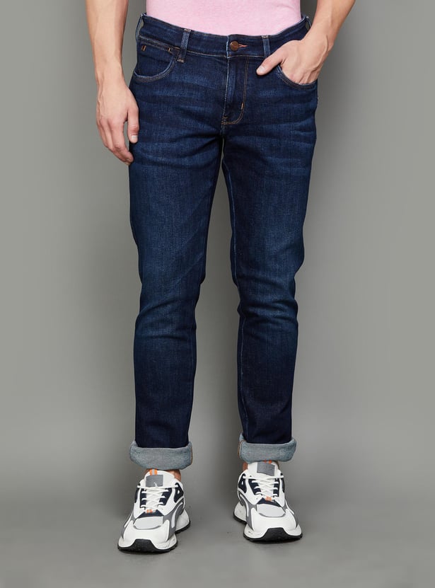 WRANGLER Men Slim Tapered Dark Wash Jeans