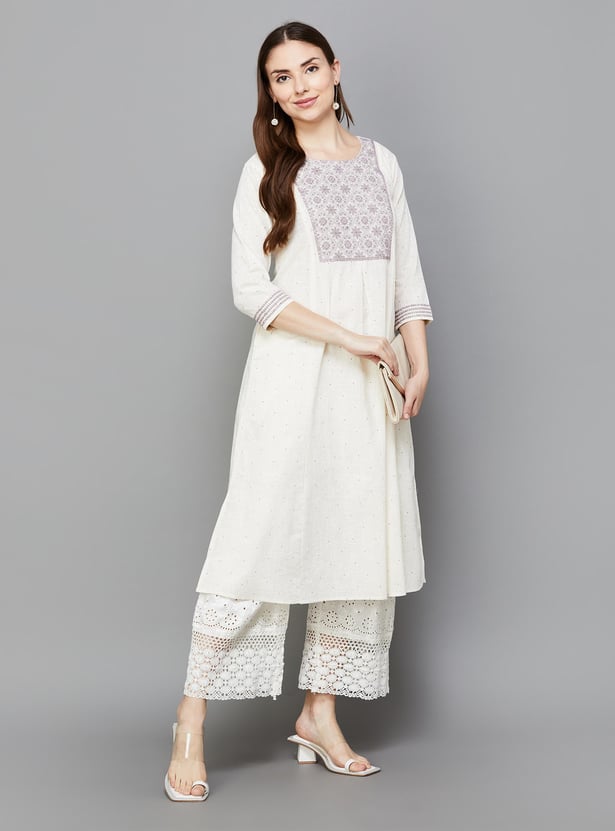 SPAN Women Embroidered A-Line Kurta