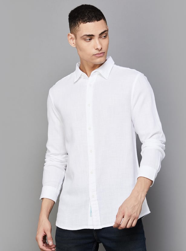 JACK & JONES Men Textured Slim Fit Casual Shirt