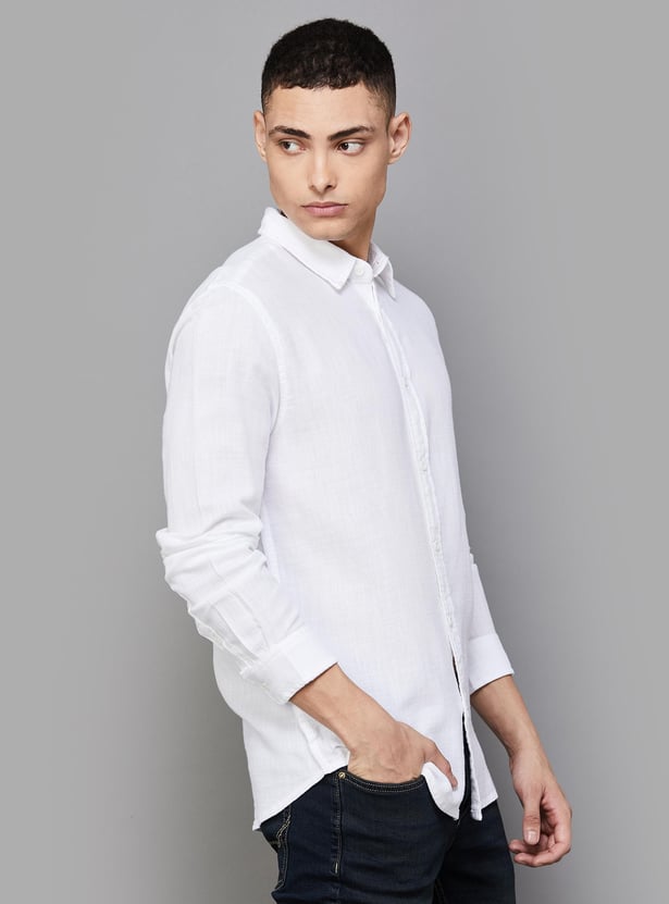 JACK & JONES Men Textured Slim Fit Casual Shirt