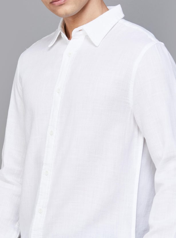 JACK & JONES Men Textured Slim Fit Casual Shirt