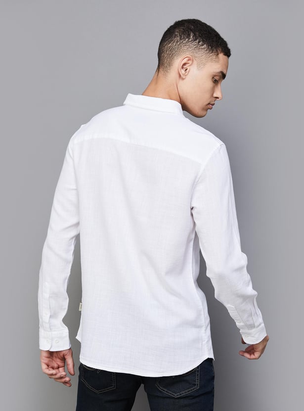 JACK & JONES Men Textured Slim Fit Casual Shirt