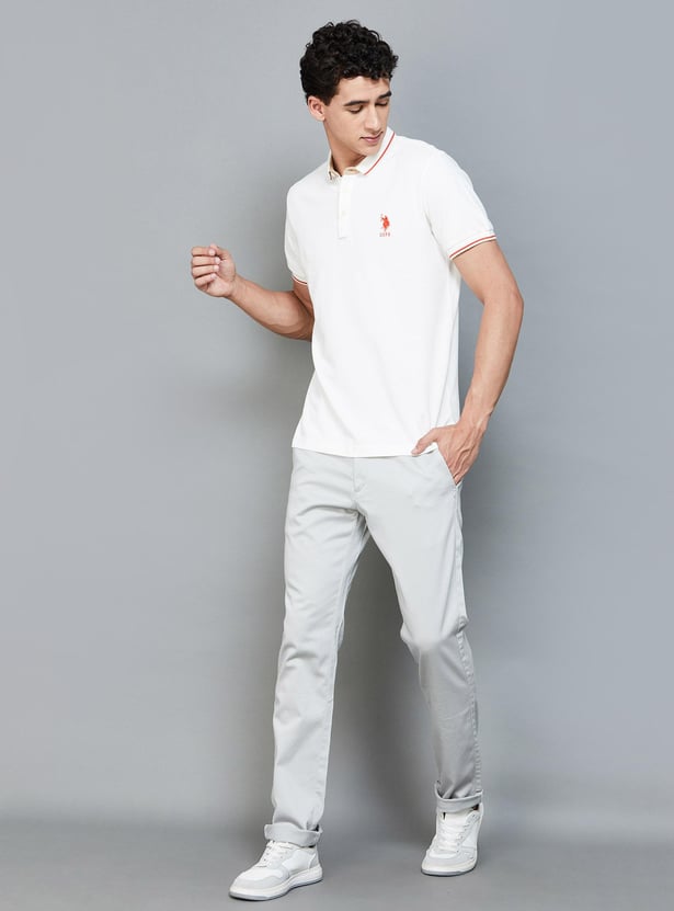 U.S. POLO ASSN. Men Solid Regular-Fit Casual Trousers