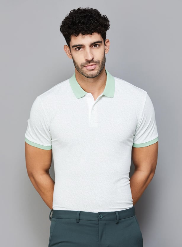 ALLEN SOLLY Men Printed Polo T-shirt